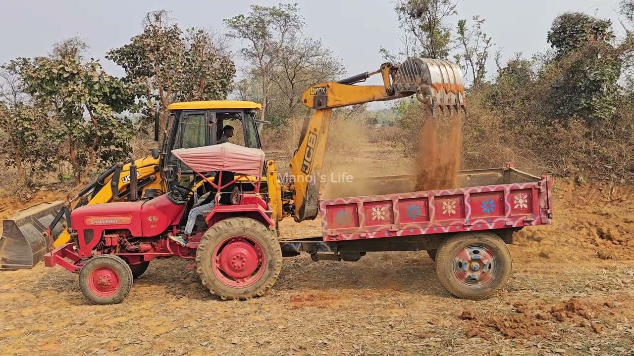 Jcb 3dx backhoe loading mud trolley Tractor| Tractor loading unloading video |#Tractor #Video no106 