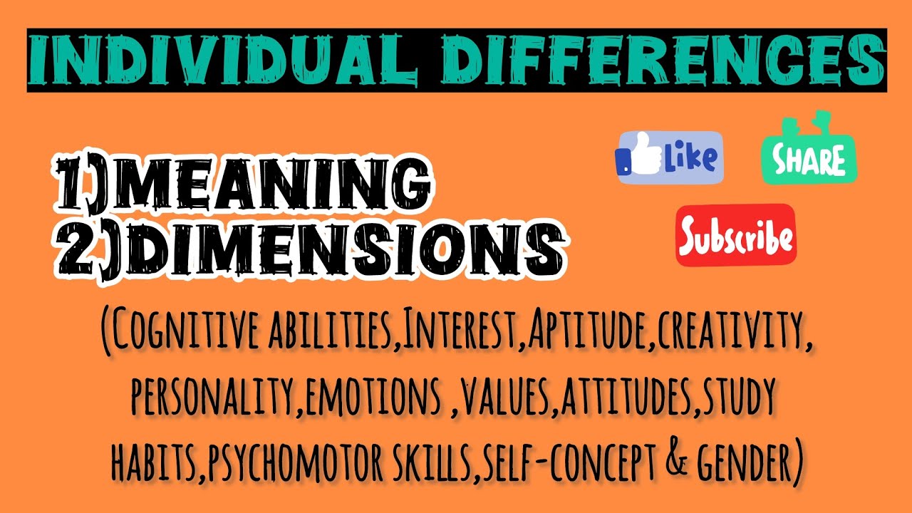 Individual Differences- Meaning, Dimensions/Paper 1/ B.Ed 1st year