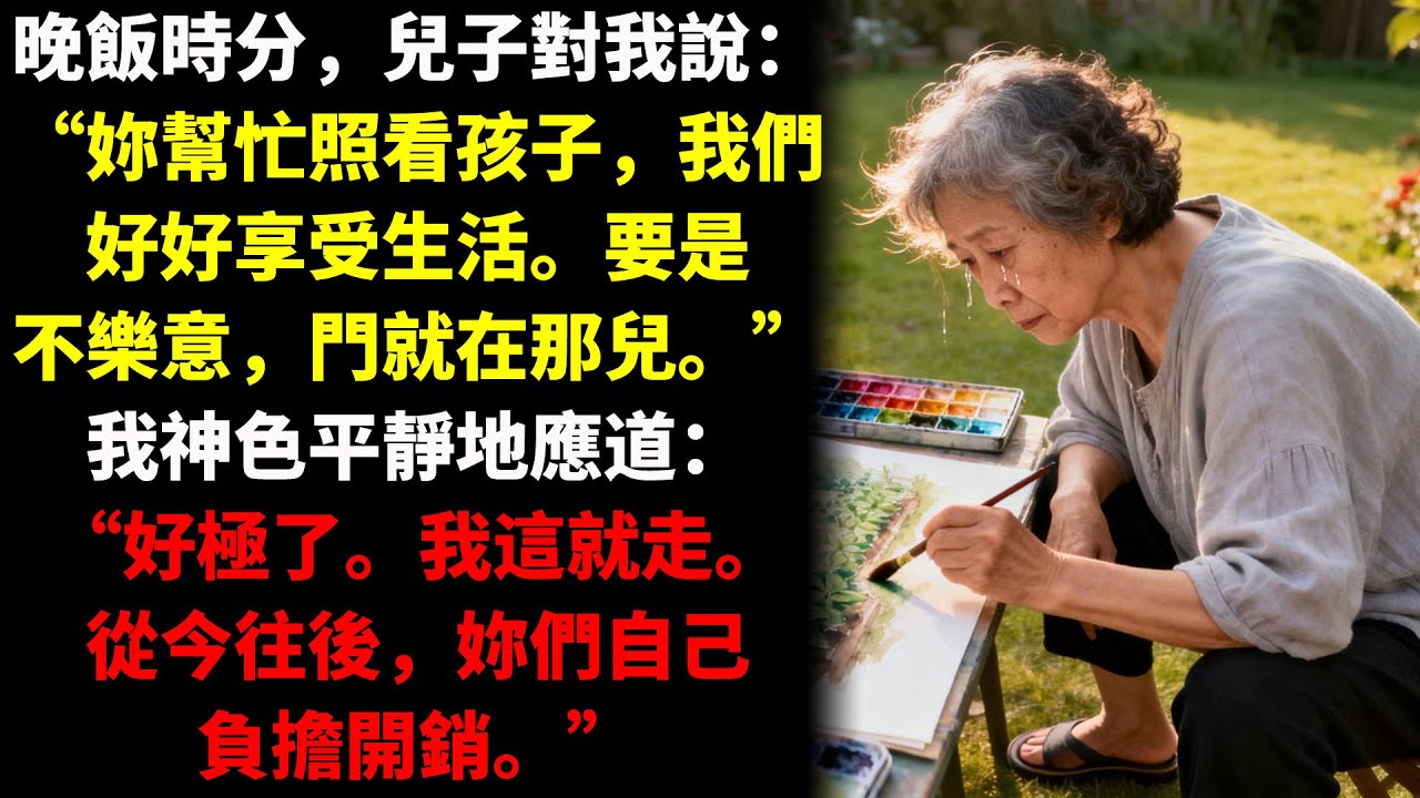 我兒子笑著說我要過我的生活，妳照顧我的孩子們。這是規矩!