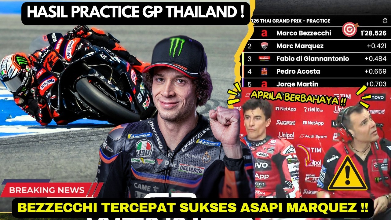 🚫PANAS‼️HASIL PRACTICE GP THAILAND❗️BEZZECCHI TERCEPAT SUKSES ASAPI MARC MARQUEZ❗️MOTOGP HARI INI🔥