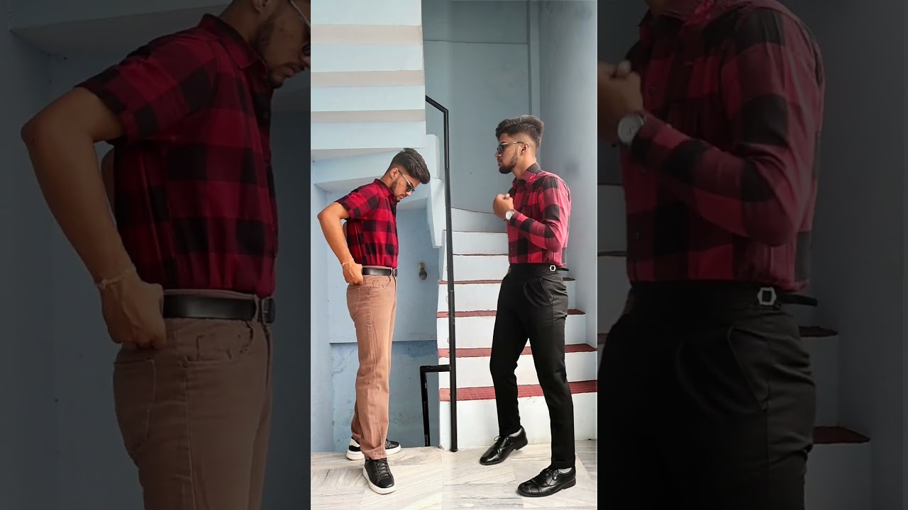 Full vs half Sleeve check shirt #shirts #shortsviral #menswear