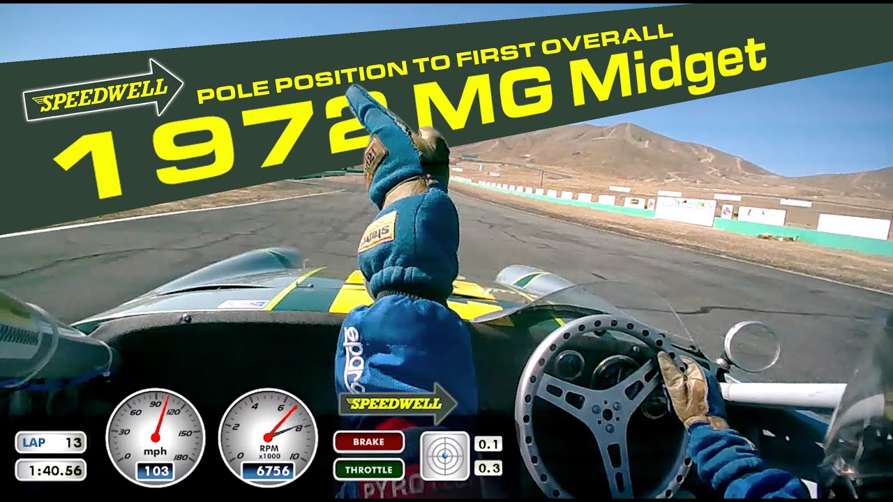 Vintage MG Midget From Pole to 1st Overall at Willow Springs!
