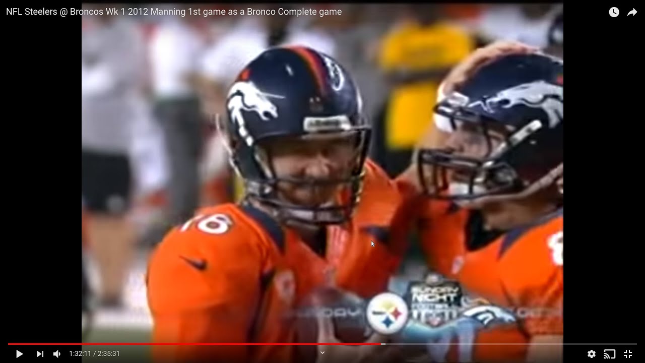 NFL Steelers @ Broncos Wk 1 2012  Manning 1st game as a Bronco Full game