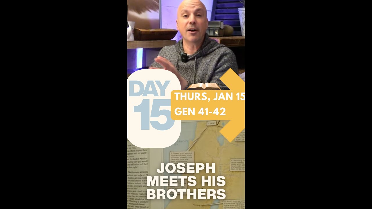 DAY 15 Through➡#BIBLE TUES Jan 15 📖+🙏+🗓️🟰📈 Gen 41-42 #devotional #BibleStudy #shorts #portrait