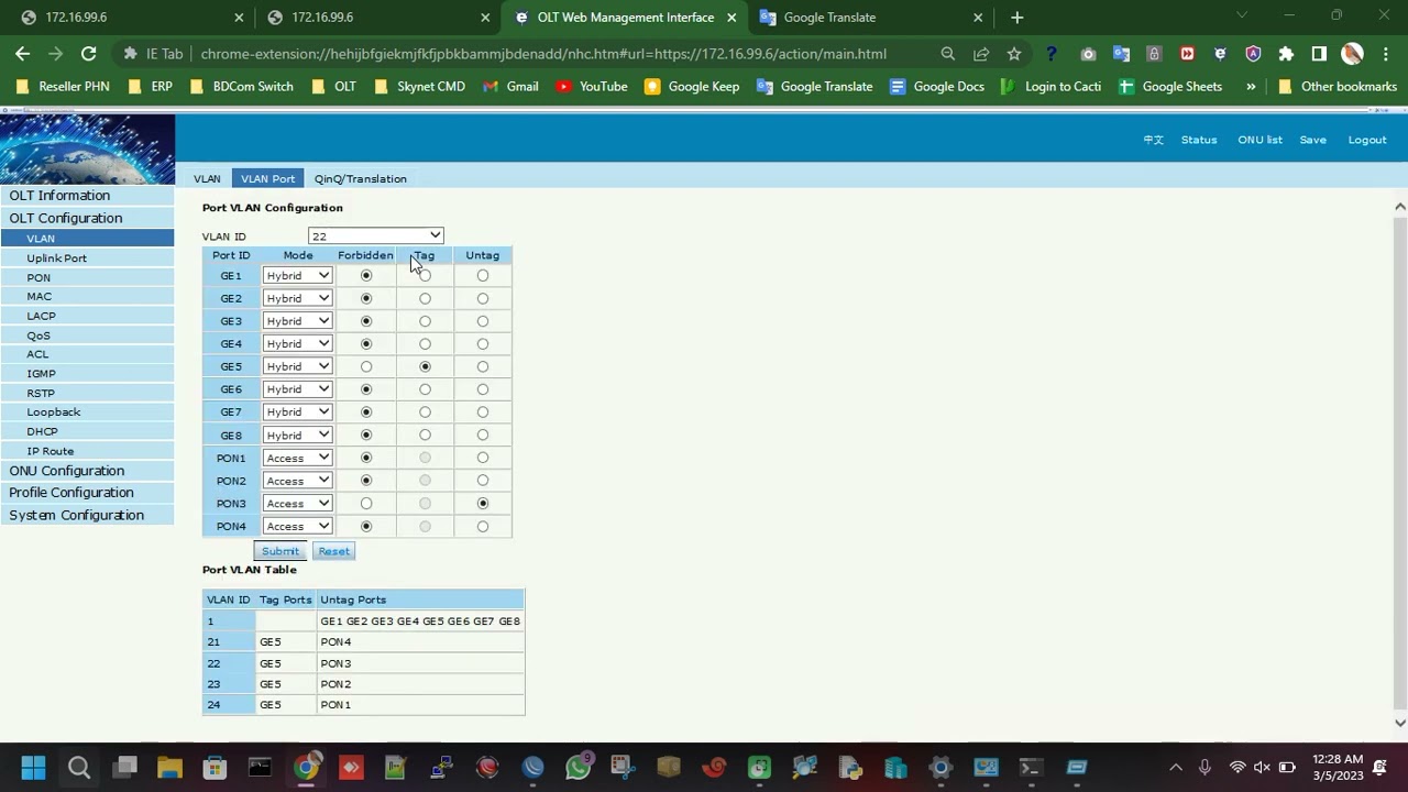 VISOL OLT VLAN tag