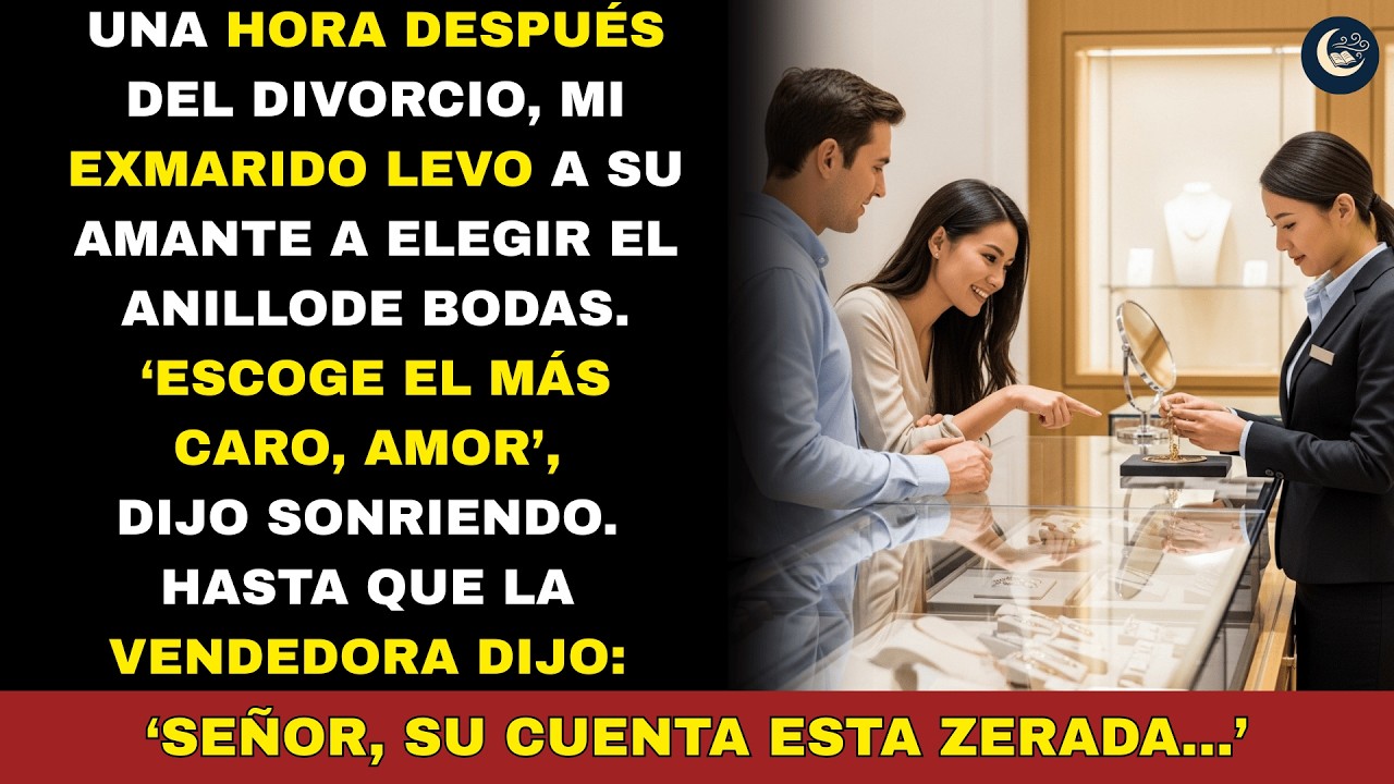 Una hora tras el divorcio, llevó a otra por un anillo. Su cuenta estaba en cero.