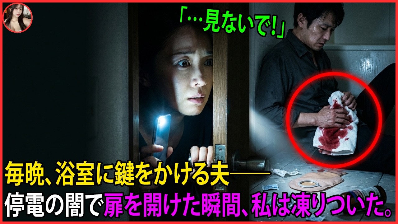 毎晩、浴室に鍵をかける夫――停電の闇で扉を開けた瞬間、私は凍りついた。#動エピソード#老後の物語 #家族の物語