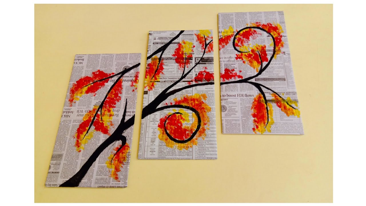 Newspaper painting | reusing waste materials | wall hanging newspaper painting