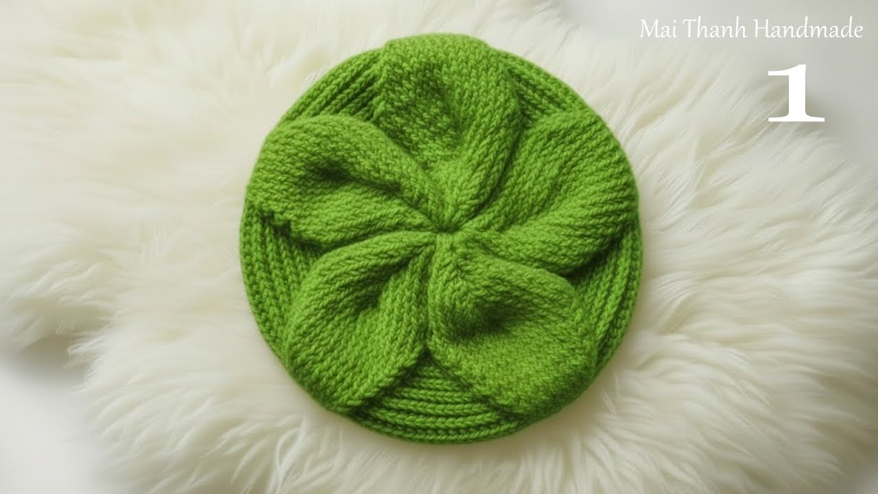 Crochet 3D beret hat tutorial (Eng sub) I Hướng dẫn cách móc mũ nồi họa tiết chiếc lá 3D (1/2)