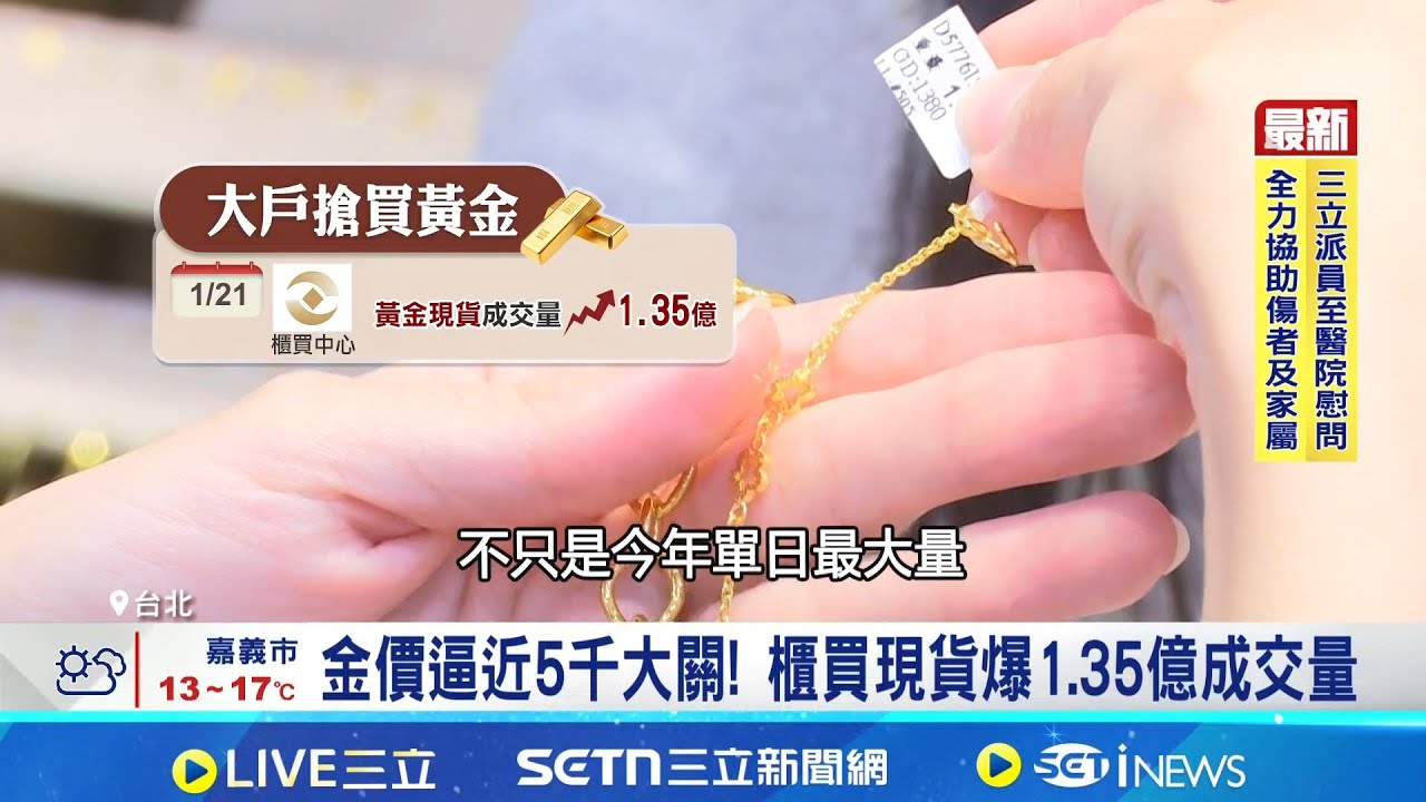 金價逼近5千大關! 櫃買現貨爆1.35億成交量 真金在握! 中國電商推"純金手機殼"開賣秒殺｜記者 劉馥慈 林柏宇｜台灣要聞20260123｜三立iNEWS