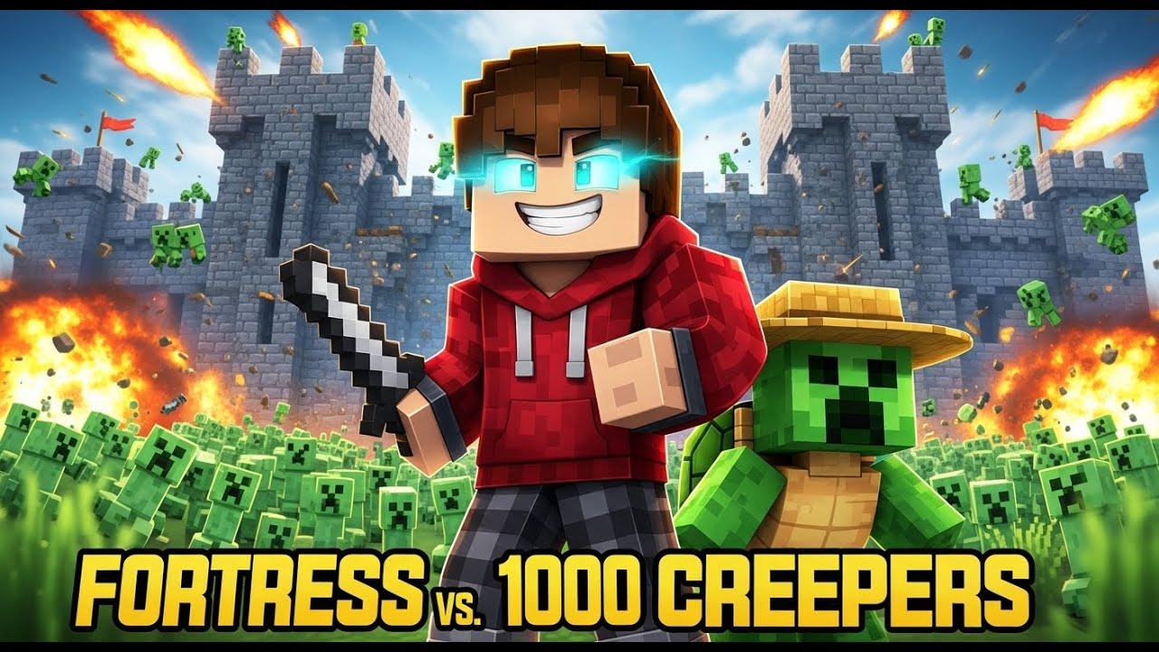 EPIC! JayC's Fortress vs. 1000 Creepers: Minecraft's ULTIMATE Stand! Can it survive?