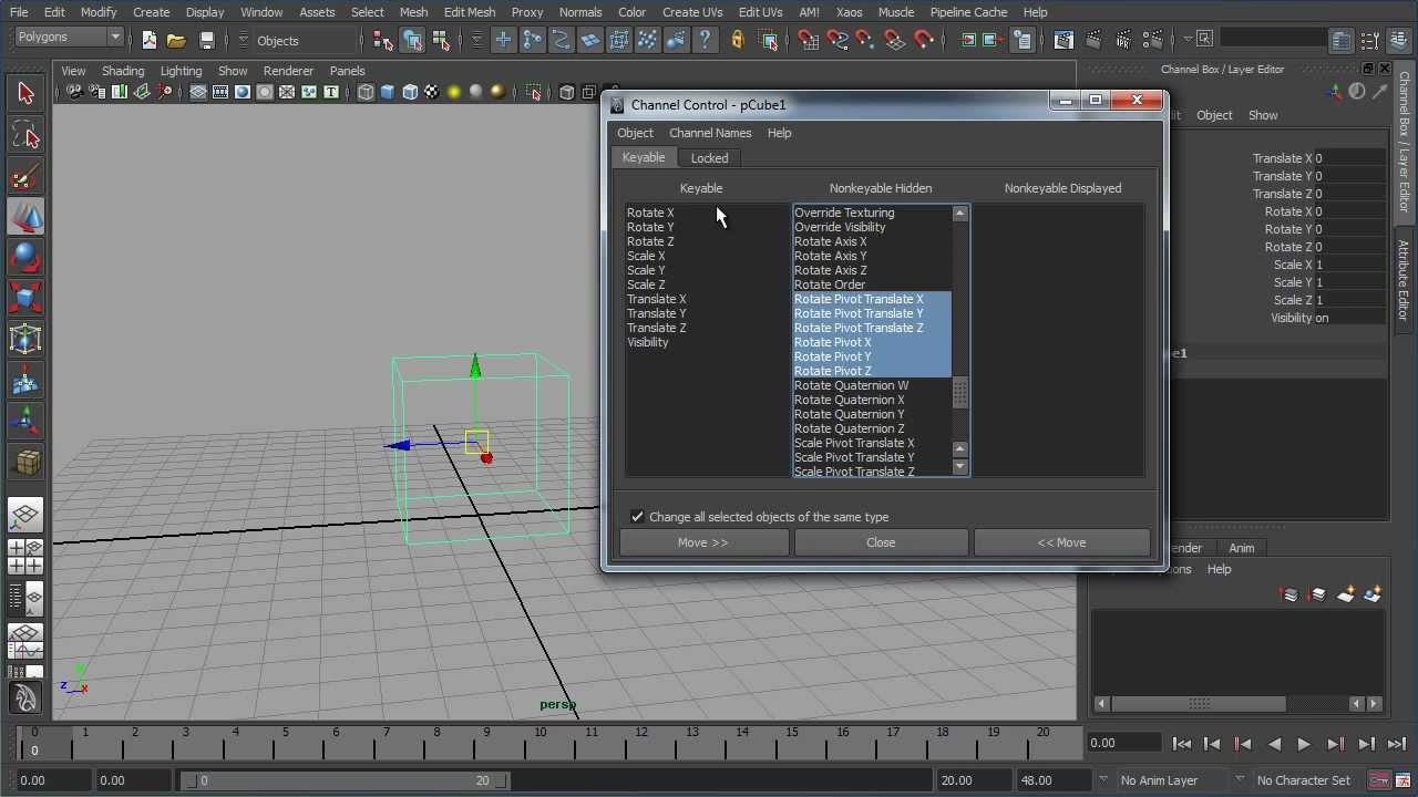 Анимация пивота (pivot) объекта в программе Maya