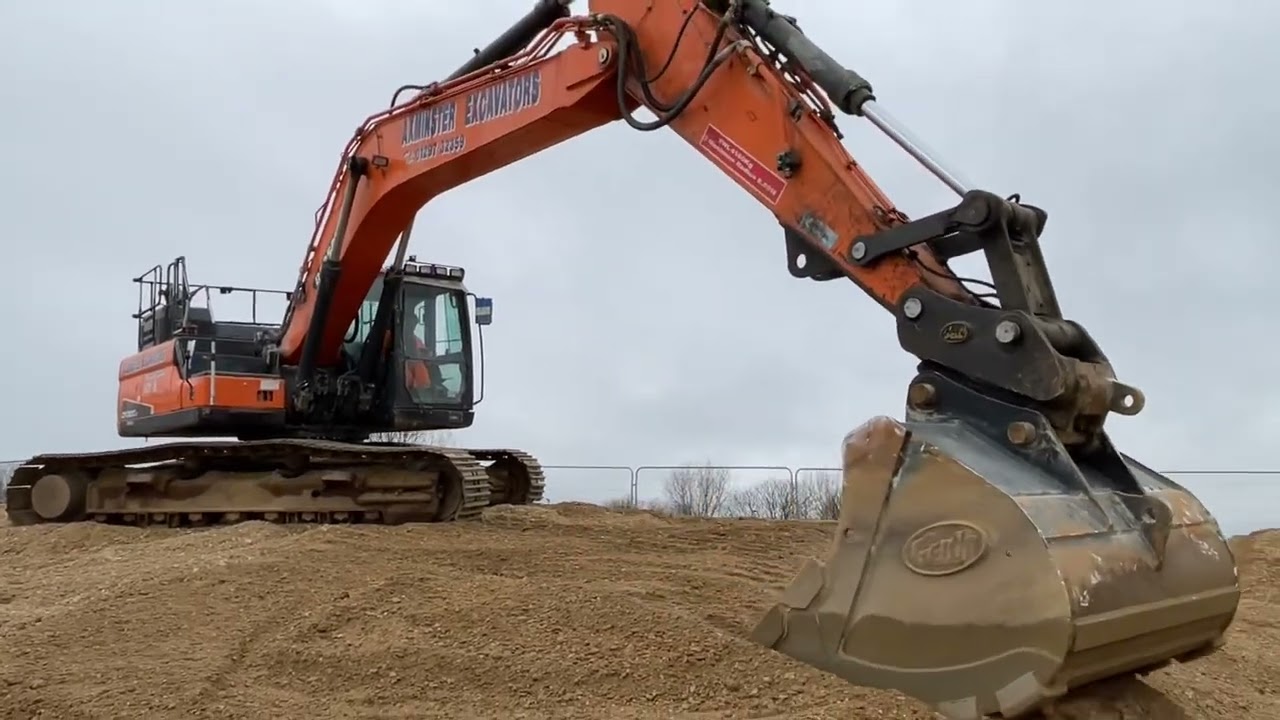 Doosan DX300LC on hire from Axminster Excavators.