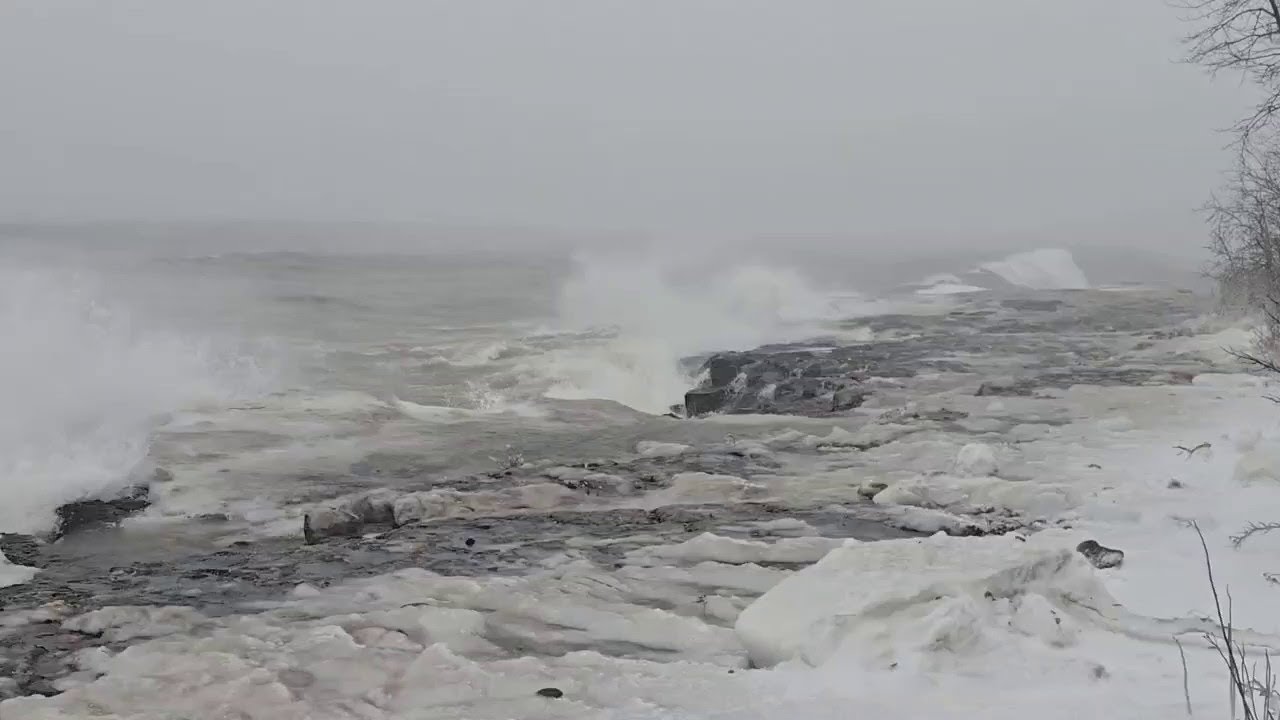 Massive waves on Lake Superior, blizzard conditions in Minnesota