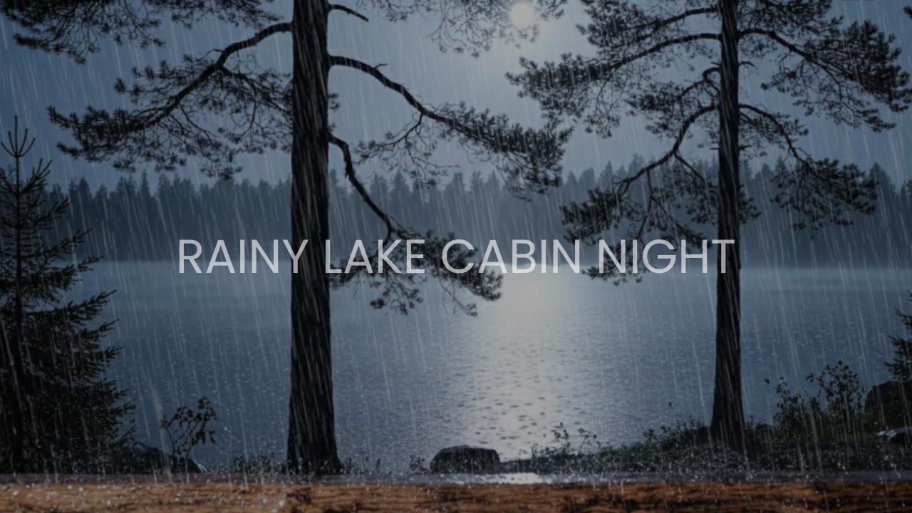 Rainy Lake Cabin Night Ambience with Gentle Rain for Deep Sleep and Relaxation