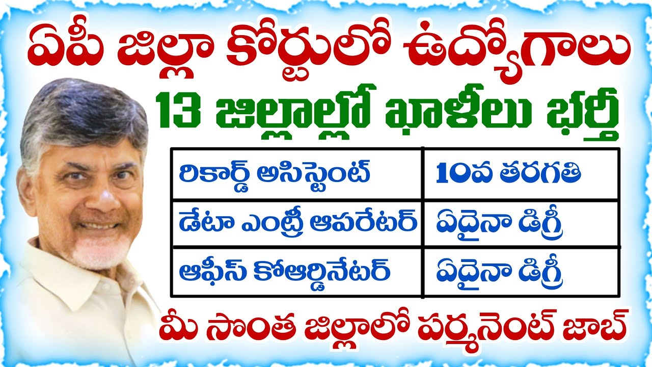 ఏపీ జిల్లా కోర్టుల్లో పర్మినెంట్ ఉద్యోగాలు భర్తీ | 10th, డిగ్రీ అర్హతలు| AP District Court Jobs 2026