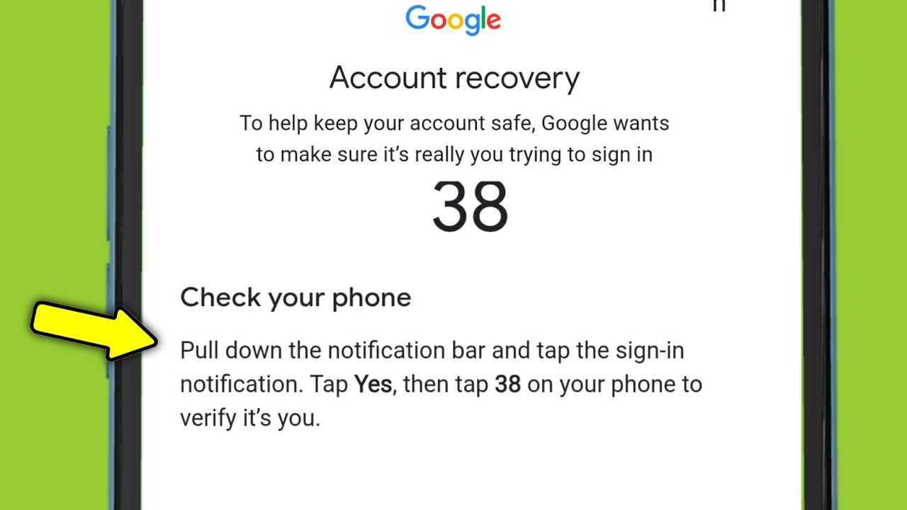 Pull down the notification bar and tap the sign-in notification | Google Account 