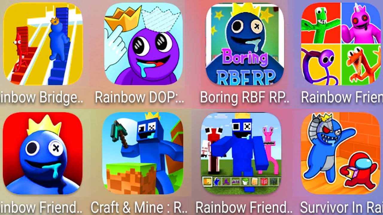 Rainbow Friends (Chapter 2 + Bridge Race + Hide 'N Seek + Minecraft) & Survivor In Rainbow Monster