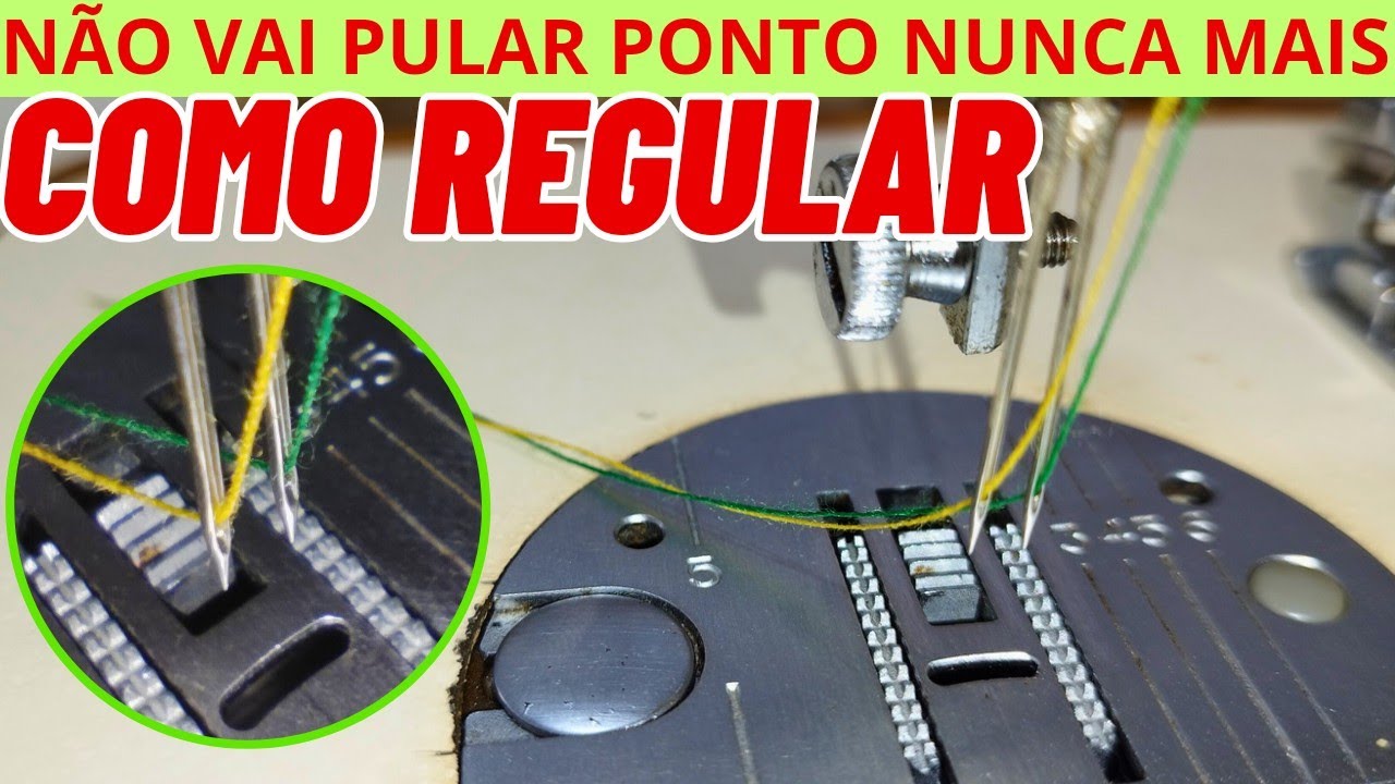 MÁQUINA DE COSTURA DOMÉSTICA PULANDO PONTO COM AGULHA DUPLA COMO REGULAR.