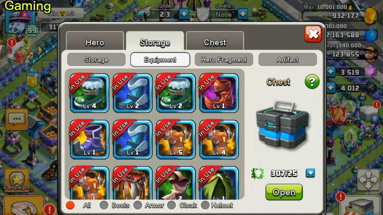 open equipment chest 300 fragments/clash of zombie 1 / COZ1