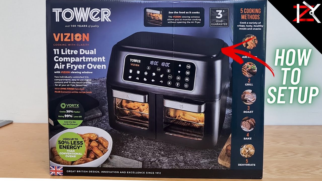 How To Setup The 11L TOWER Dual Compartment Air Fryer - 360° Airflow - FAST Cooking - Easy Clean