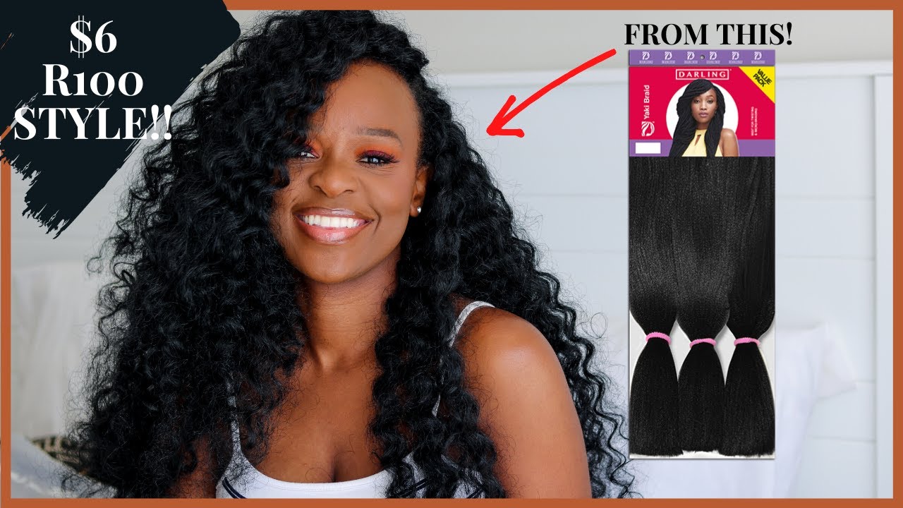 SHE CHANGED THE GAME!!!  $6 (100 RAND) DIY Curly Crochet Braid Look with STRAIGHT Kanekalon Hair