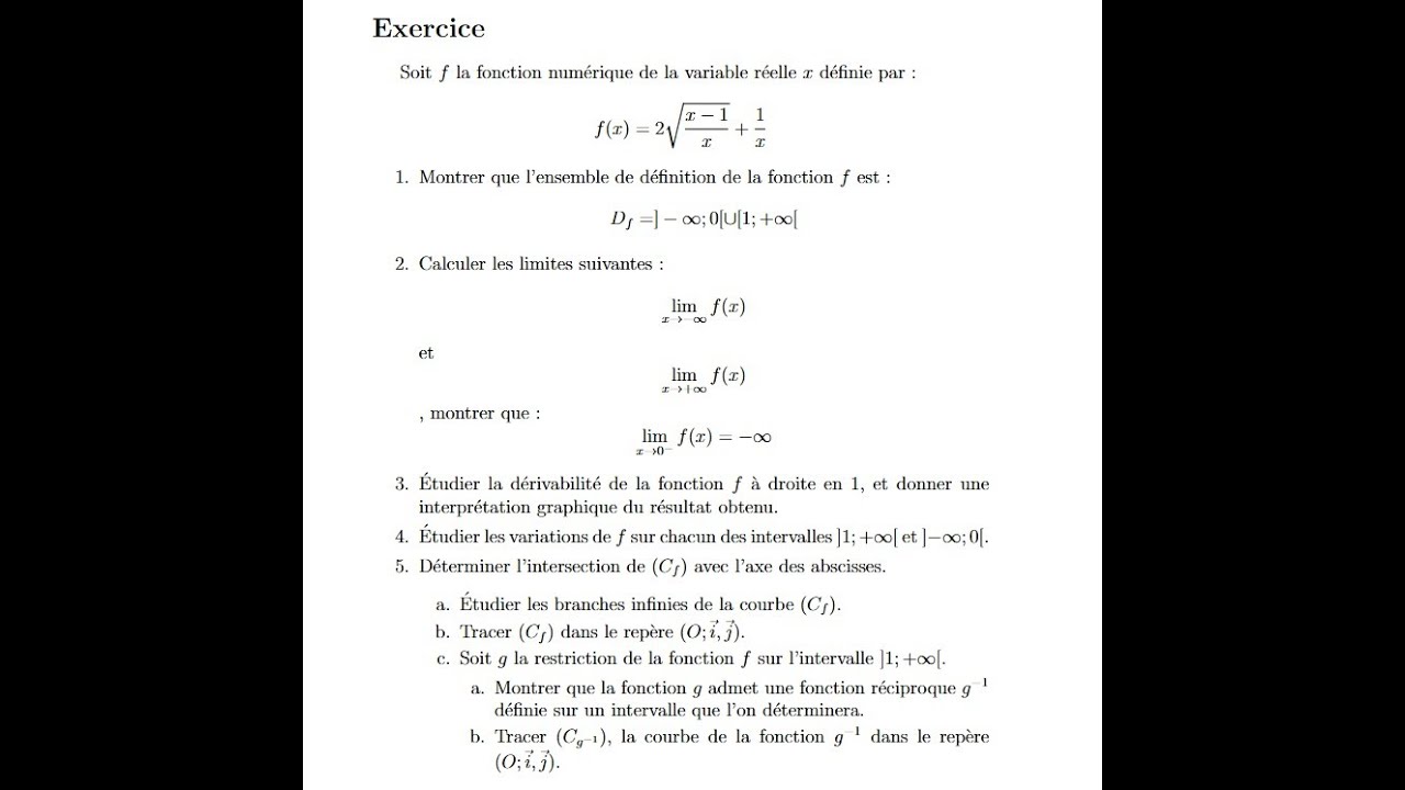 Étude des fonctions 2BAC PC/SVT préparer au contrôle 🚩 exercice 2 partie 2
