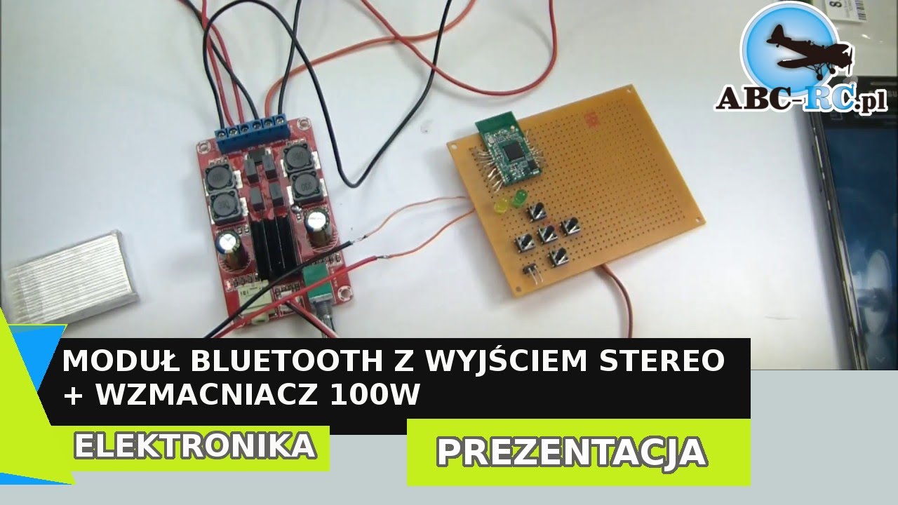 Moduł audio bluetooth z wyjściem stereo + wzmacniacz 100W