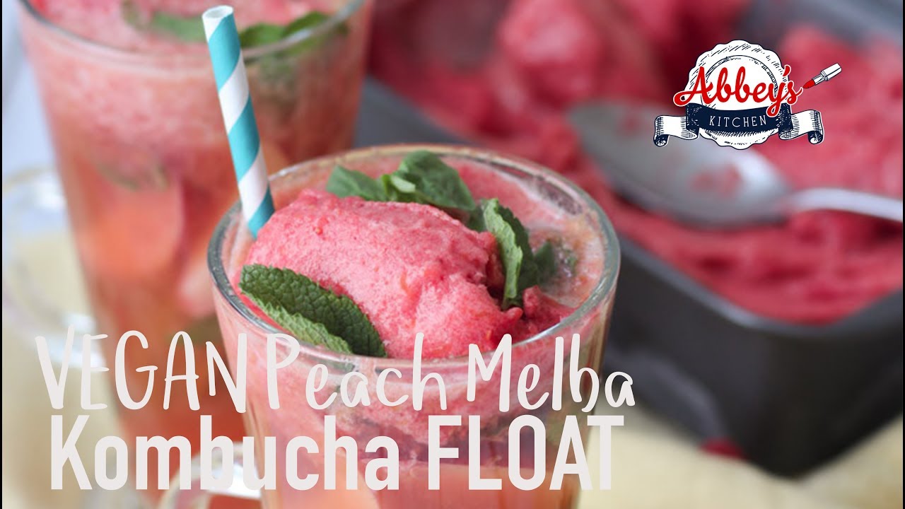 VEGAN Peach Melba Kombucha FLOAT | Healthy Probiotic | Gluten Free Summer Desssert