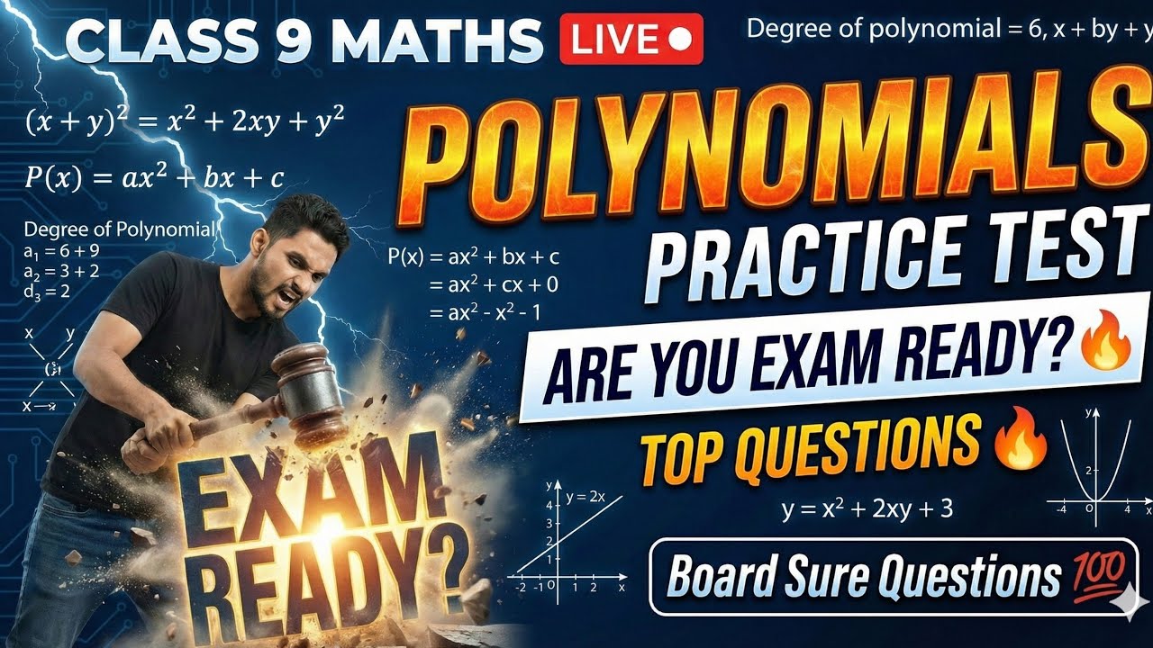 Polynomials Practice Test LIVE 📘 | Class 9 Maths | Are You Exam Ready? #class9maths #polynomials