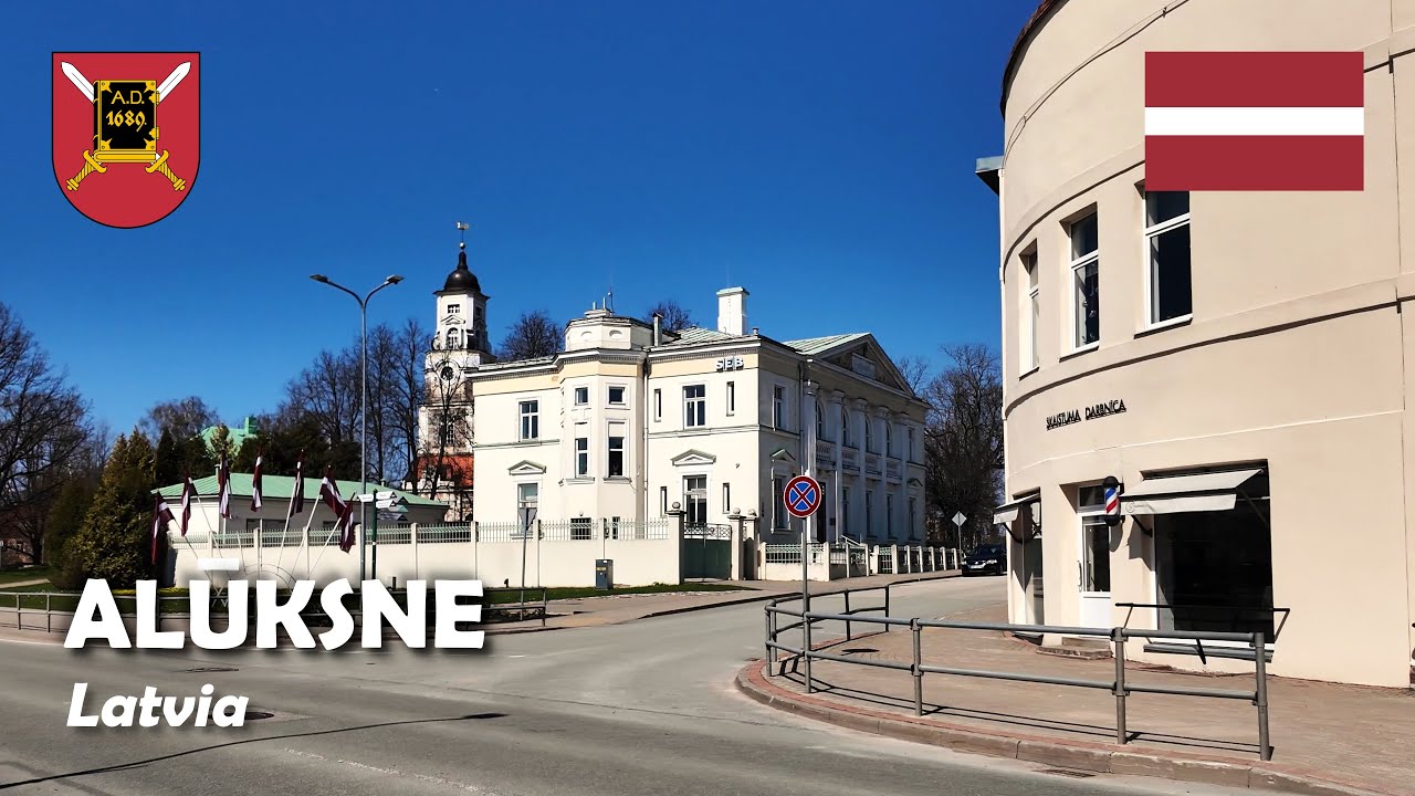 Alūksne, Latvia. Walking tour in the town in northeastern Latvia. 4K