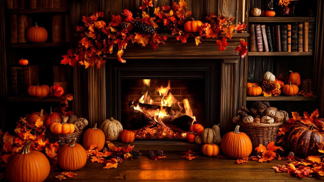 Autumn Fireplace (12 HOURS) 🔥 Cozy evening by the fireplace ASMR for relaxation
