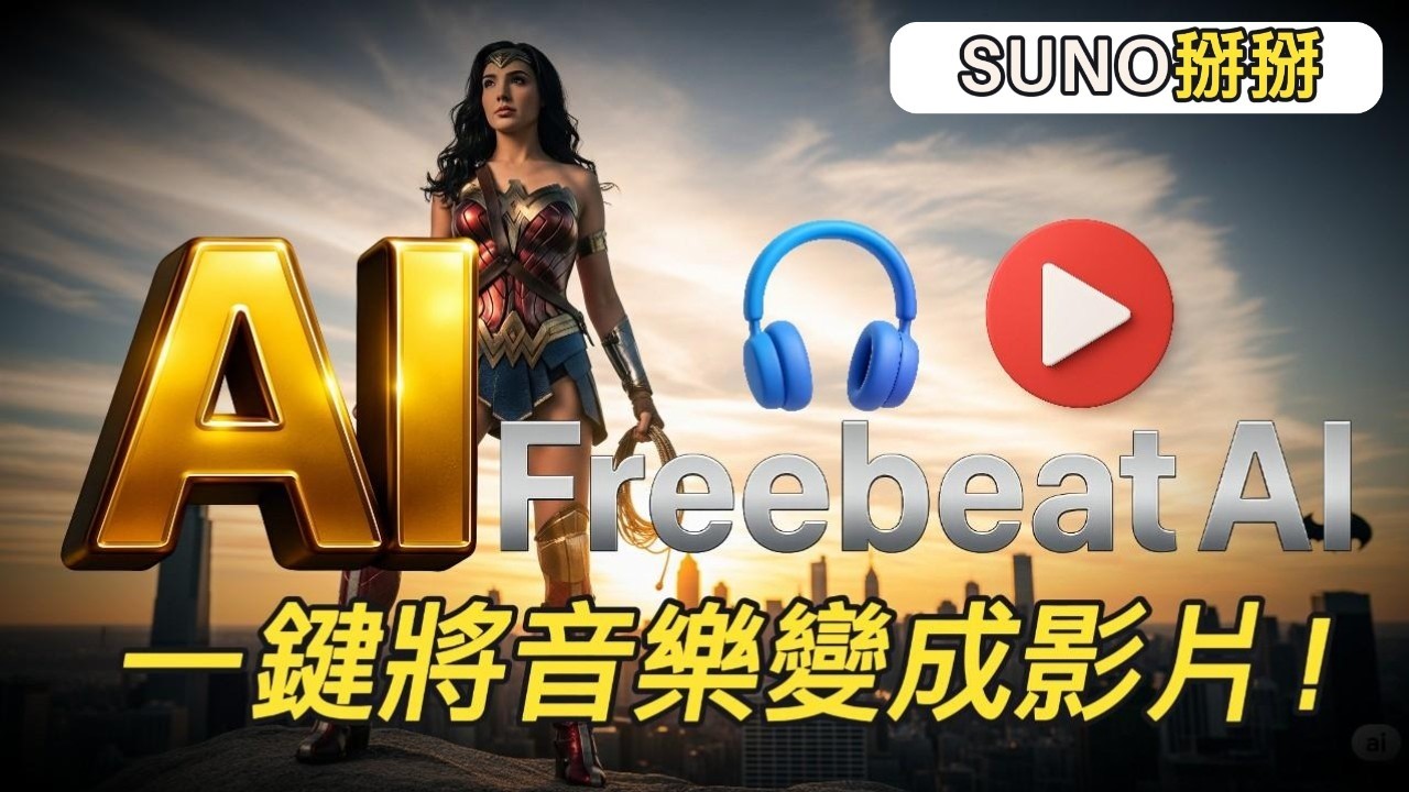 【別只會用Suno了】我把一首歌丟給AI，它竟自動生成一部MV！Freebeat AI音樂、影片、動畫一次搞定，效率提升300%！貼YouTube音樂連結，AI自動生成影片！一鍵將AI音樂變成影片！