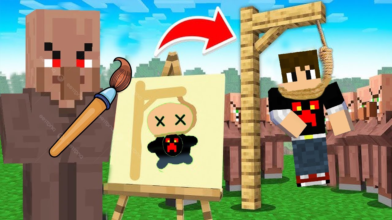 ماين كرافت : قاتلت القروي الرسام ولكن كل رسماته حقيقية !!؟ 🔥😱 روليت كرافت 3#