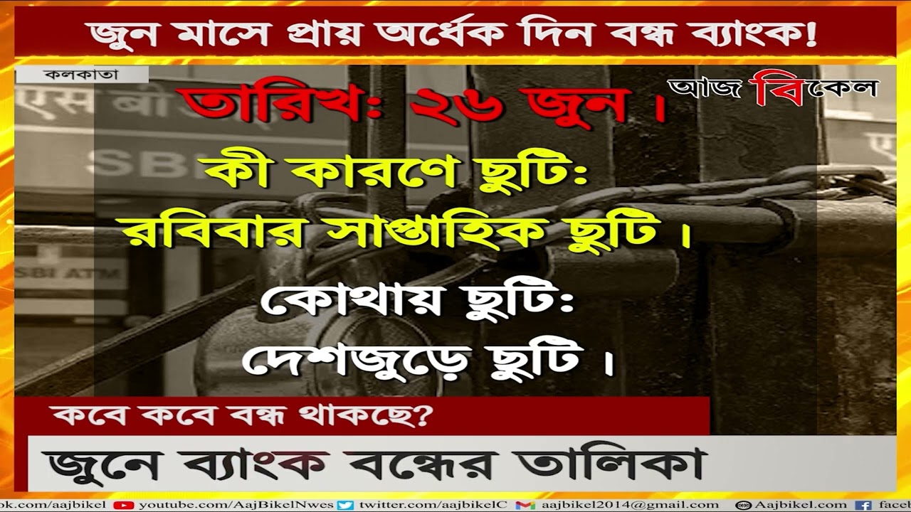 জুন মাসে প্রায় অর্ধেক দিন বন্ধ ব্যাংক! RBI announces bank holiday list for June 2022