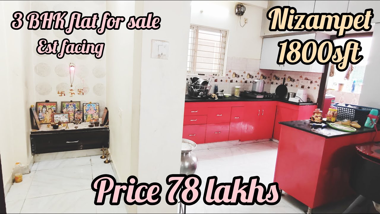 Semi furnished Est facing 3 BHK flat for sale 1800sft 78 lakhs Kukatpally nizampet HYD#dphomes