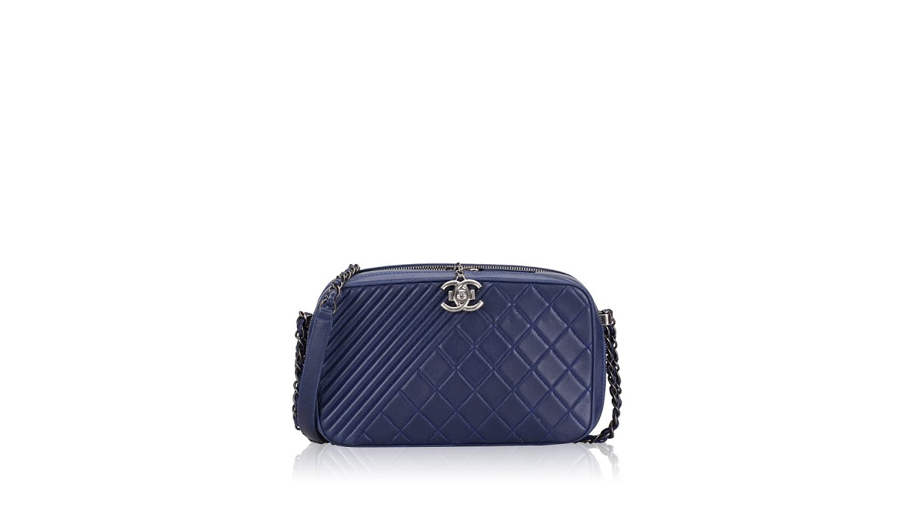 Chanel Lambskin Coco Boy 25 Large Camera Bag Cobalt Blue