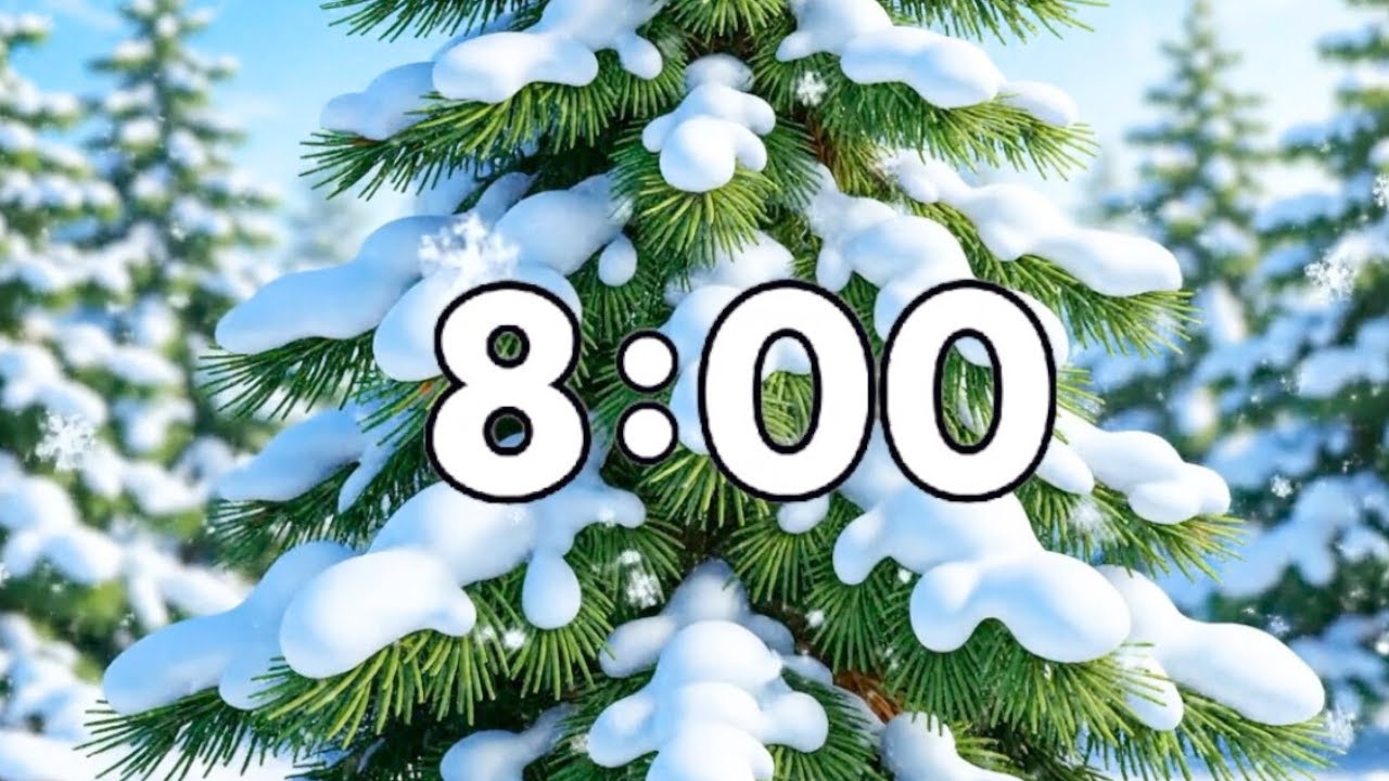 8 Minute Timer | Animated Winter Countdown of Falling Snow & Wind
