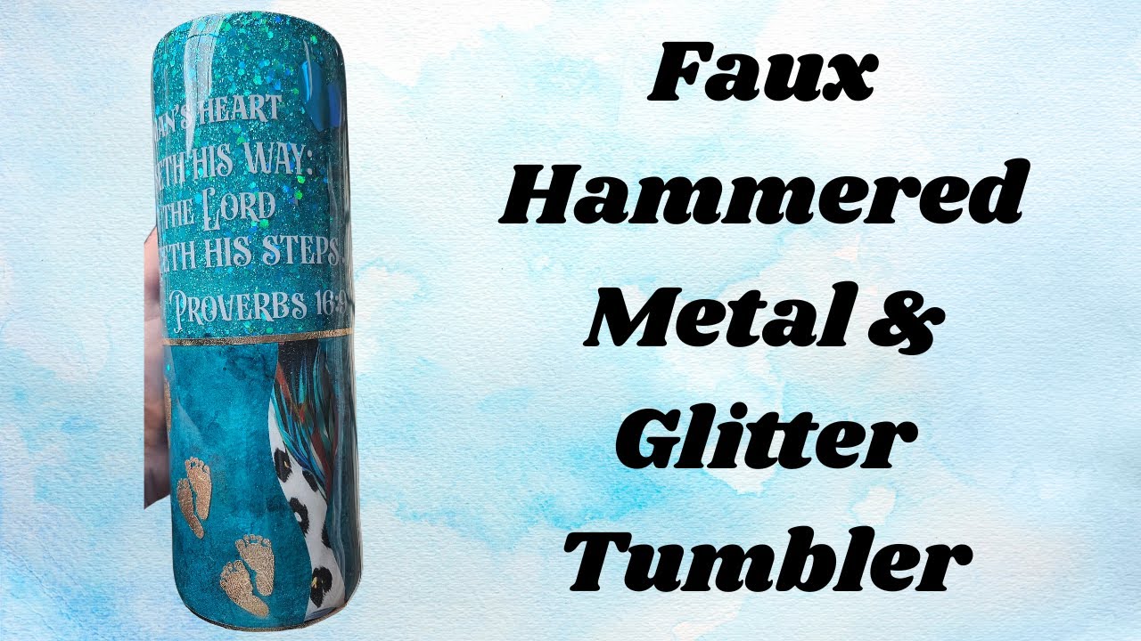 Faux Hammered Metal & Glitter Tumbler