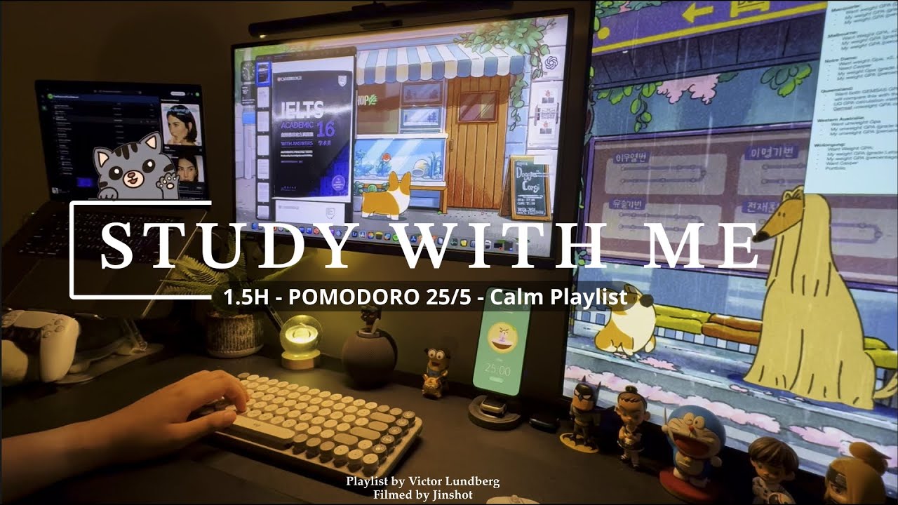 📚 1.5 Hour Study With Me 🌙 | Late Night 🌌 | Pomodoro 25/5 ⏳ | Calm Playlist 🎶