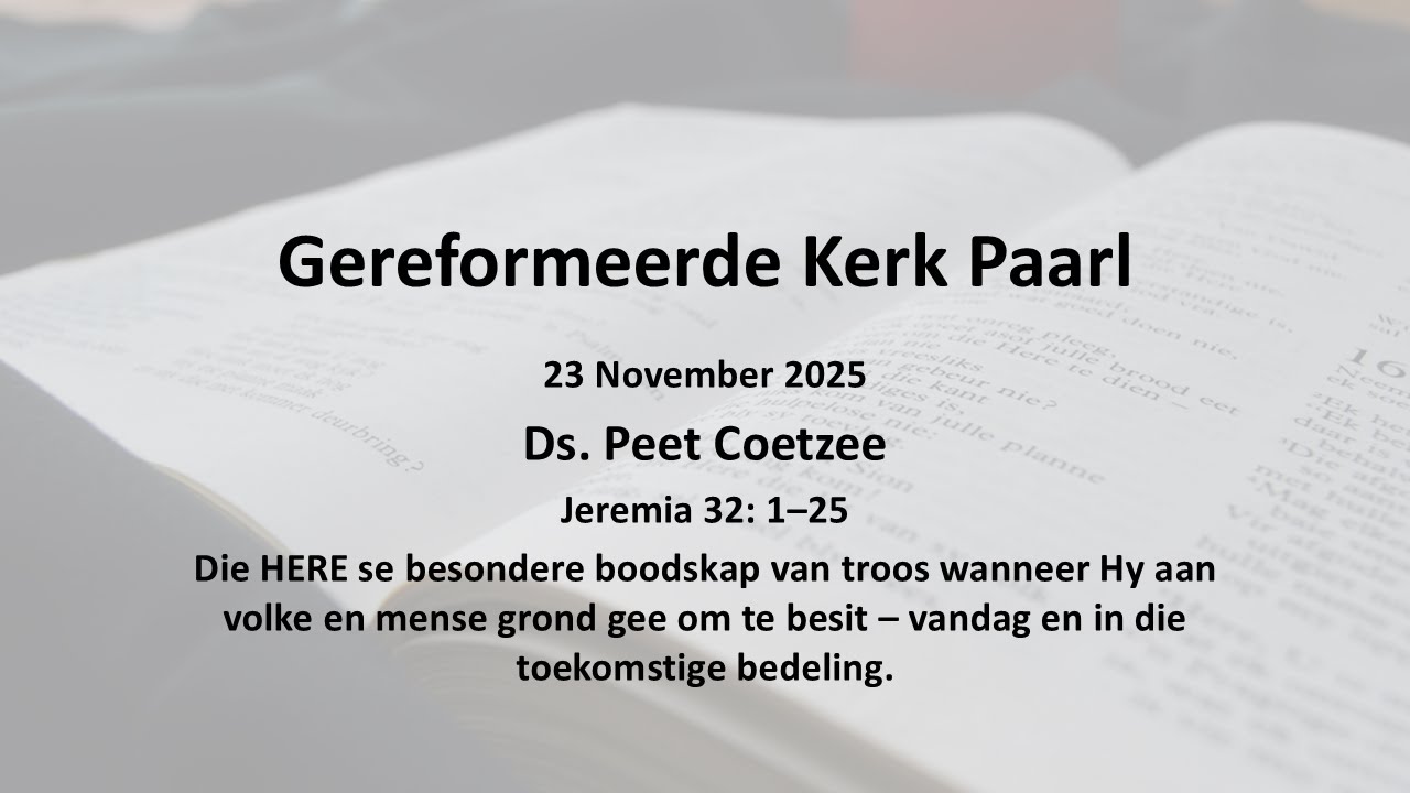 23 Nov 2025 | Die HERE se besondere boodskap van troos wanneer Hy grond gee om te besit ...