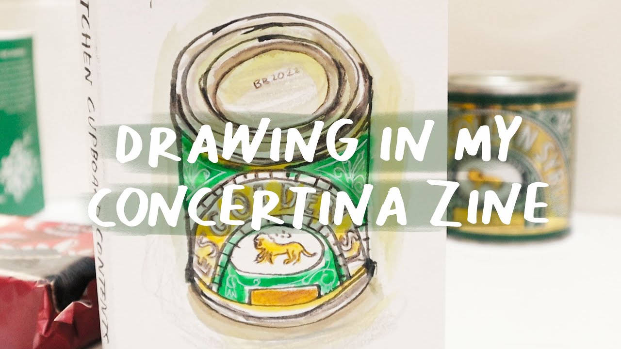 CALM + REAL TIME Drawing in my Concertina Sketch Zine -Kitchen Cupboard Contents
