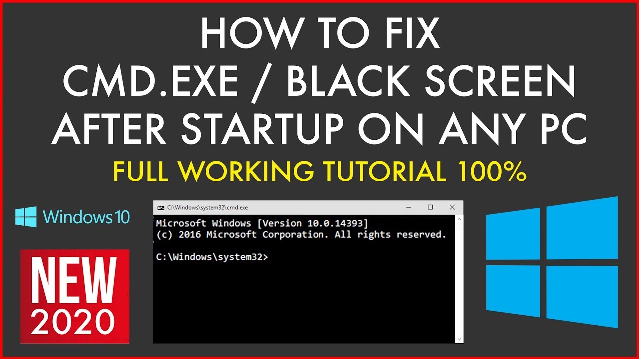 How To Fix Black Screen After Startup On Any PC! (CMD.EXE Boot Error Fix) New 2020 Tutorial