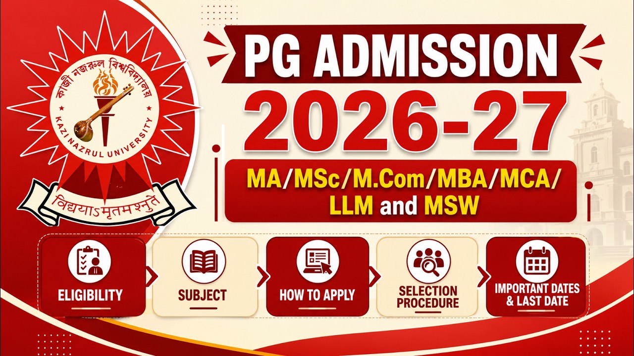 Kazi Nazrul University (KNU) PG Admission 2026-27 Notification | Eligibility, Last Date & Courses