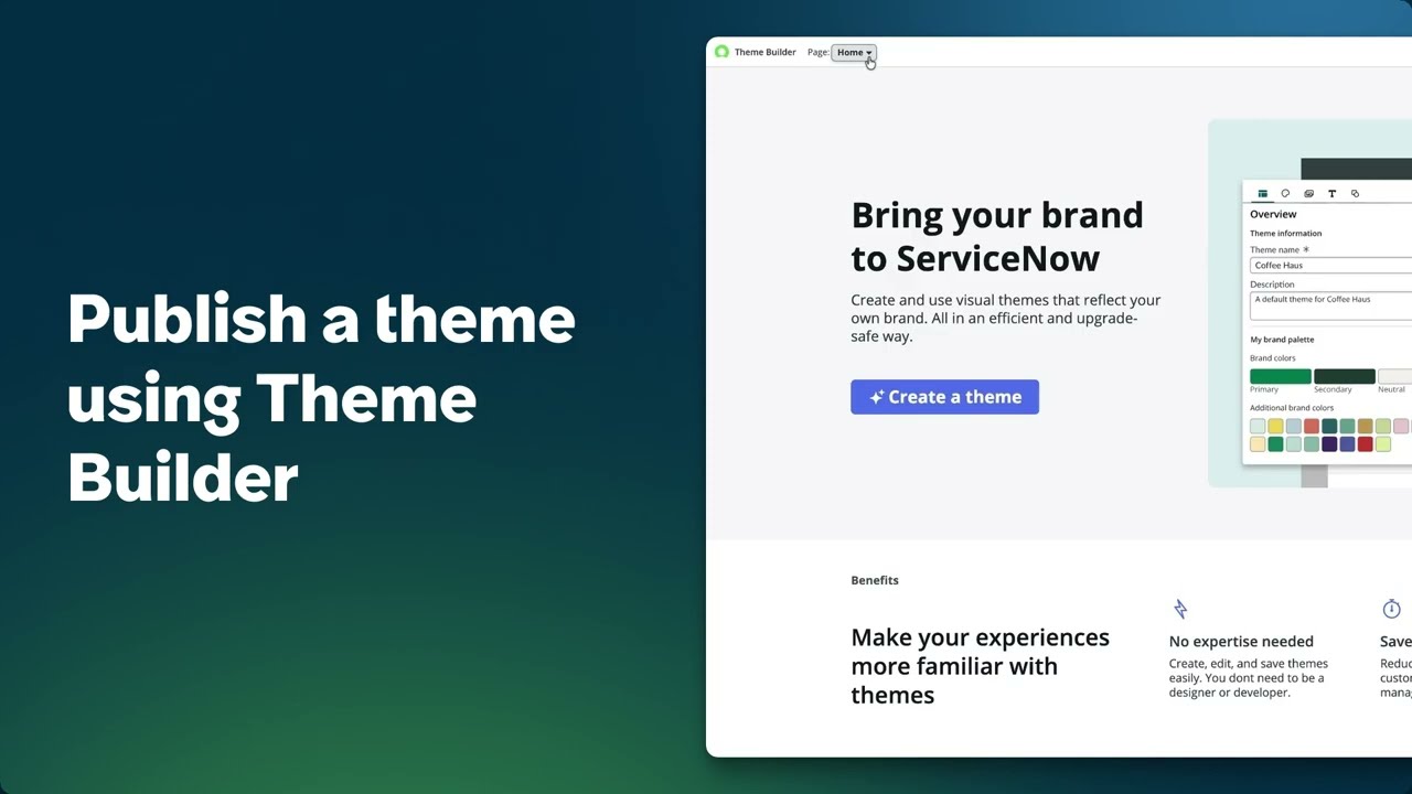 Публикация тем с помощью Theme Builder