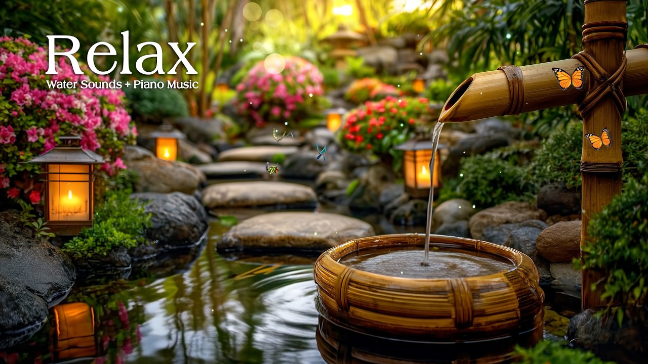 Peaceful Healing Piano Music 🌿 Bamboo Water Sounds to Relieve Stress and Calm Anxiety