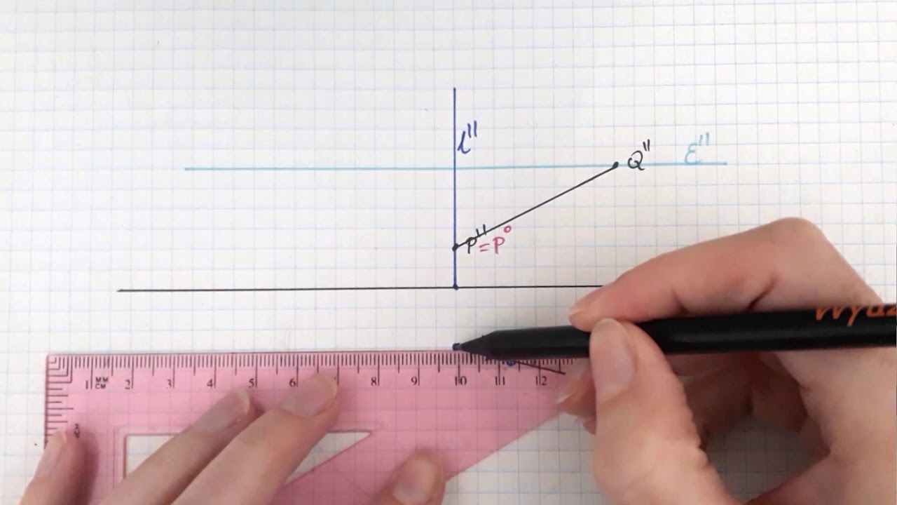 Monge's projections - true segment size - rotation method