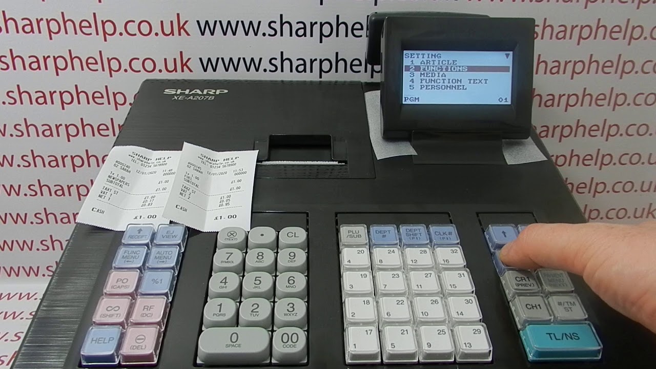 How To Program Tax Vat Rates On The Sharp XE-A207 / XE-A207B / XE-A207W Cash Register