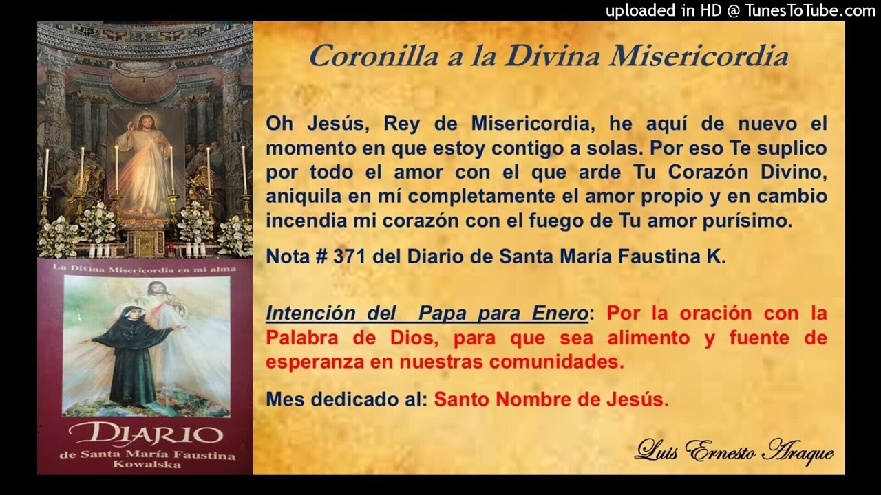 Coronilla a la Divina Misericordia, sabado 17 de enero de 2026