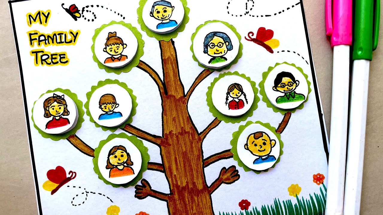 My Family Tree Drawing for School Project | Easy Family Tree Craft Idea | How to Make Family Tree 